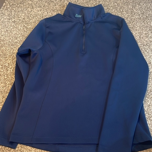Women’s Zusa navy blue 1/4 zip pullover excellent condition women’s a large - Picture 4 of 4